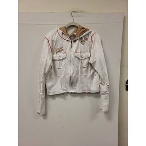 Mecca Femme Hoodie 1X White Full Zip Up Jacket Womenswear Casual Top